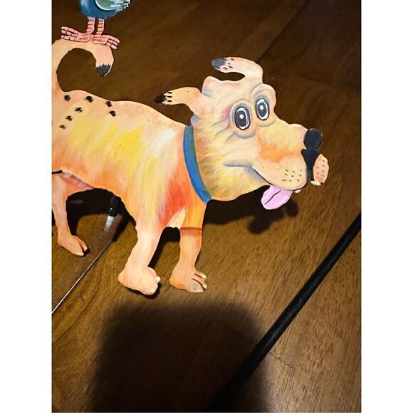 Vtg Bella Casa J Sumner Ganz Metal Garden Sign Sculpture Dog Bird Maggie New 7” - Picture 4 of 9